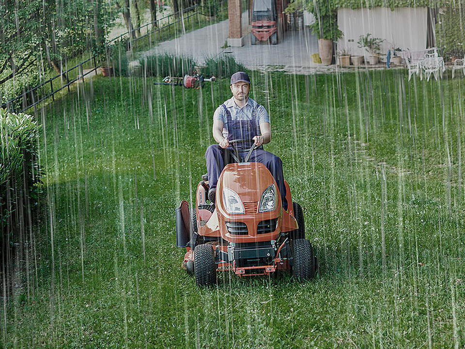 Lawn Mowing Wet Grass